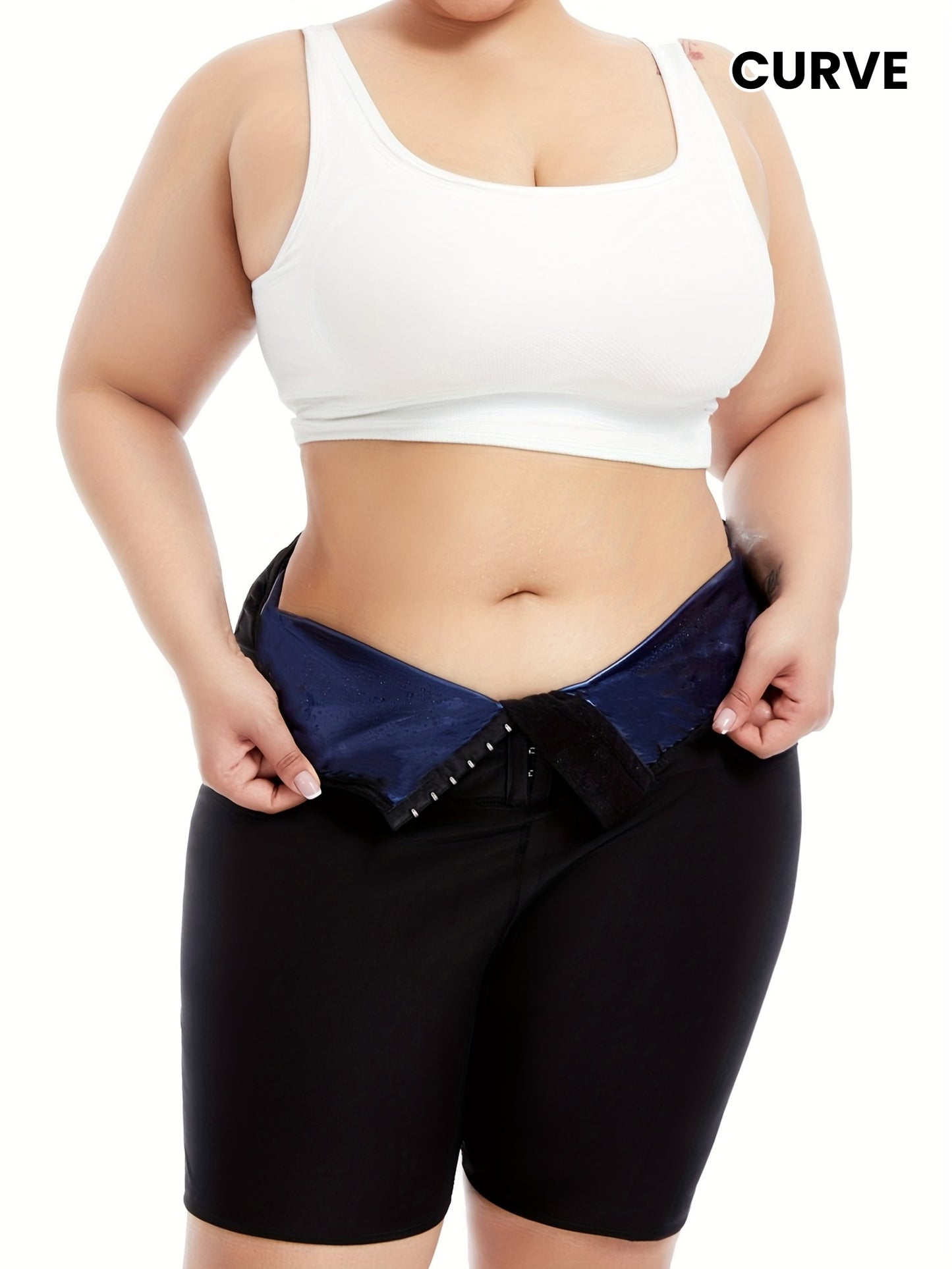 Sauna Sweat Shorts For Women High Waisted Stomach Waist Trainer Slimming Leggings Pants Body Shaper With Hooks