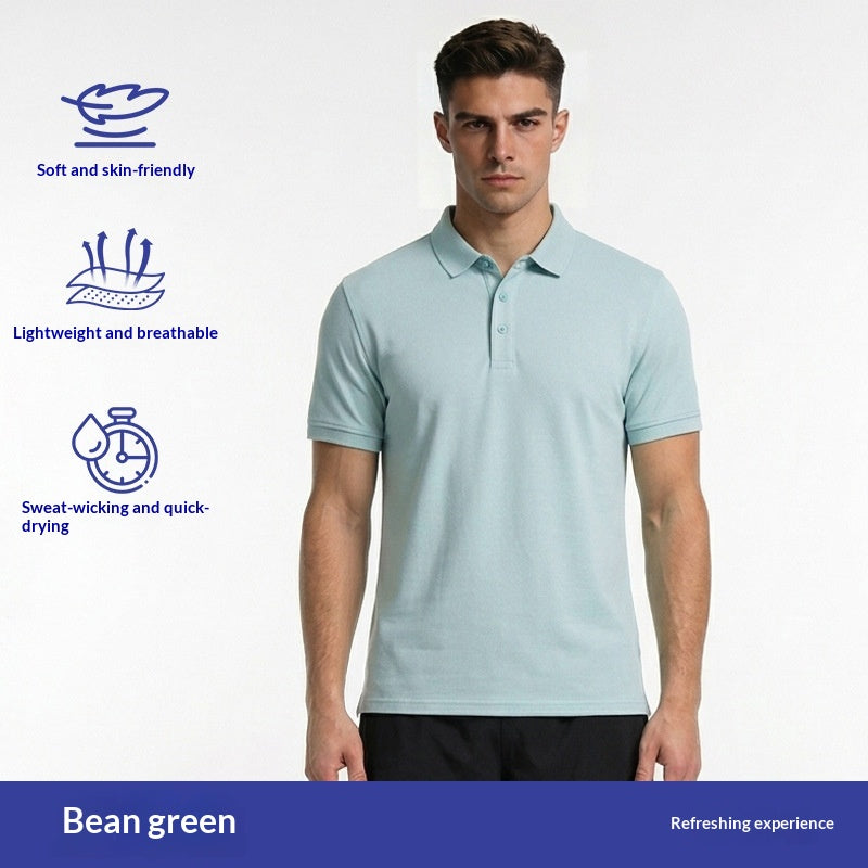 Solid-color Lapel Sports T-shirt For Running And Fitness