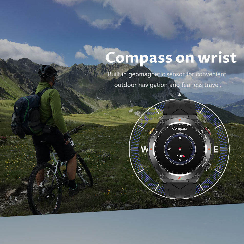 SENBONO GPS Smart Watch Men 1.45'' HD Screen Built-In GPS Altimeter Barometer Compass AI Voice Compatible With Android & IPhone