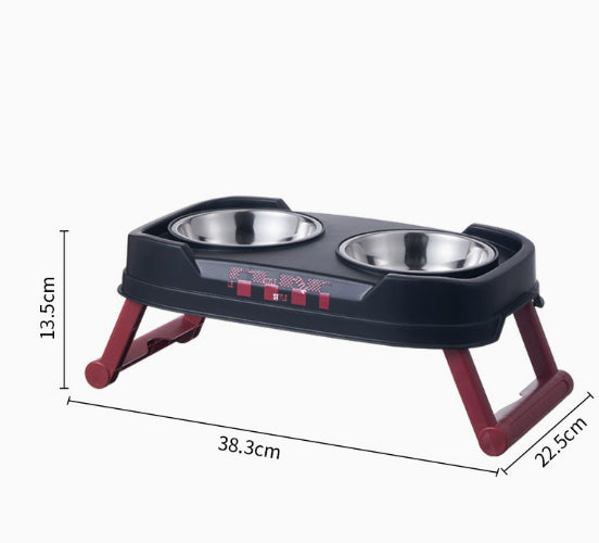 Foldable Stainless Steel Dual Bowl Non-Tip Stainless Steel Feeding Bowl
