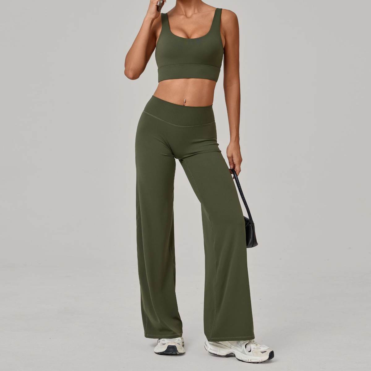 Racerback Bra And Straight-leg Pants Yoga Set Quick-drying Workout Outfit
