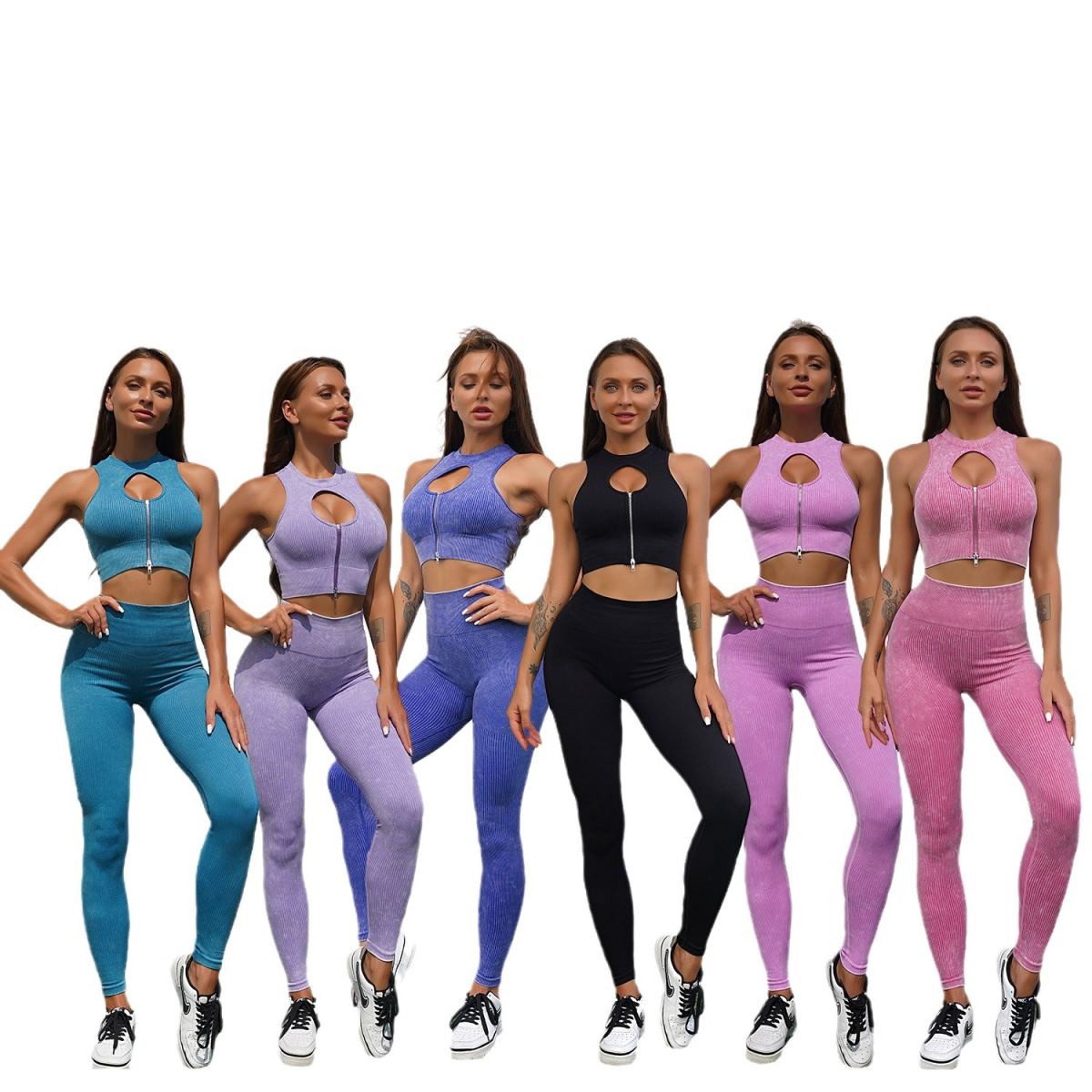 Yoga Clothes Suit Women's Seamless Sports Push Up Vest