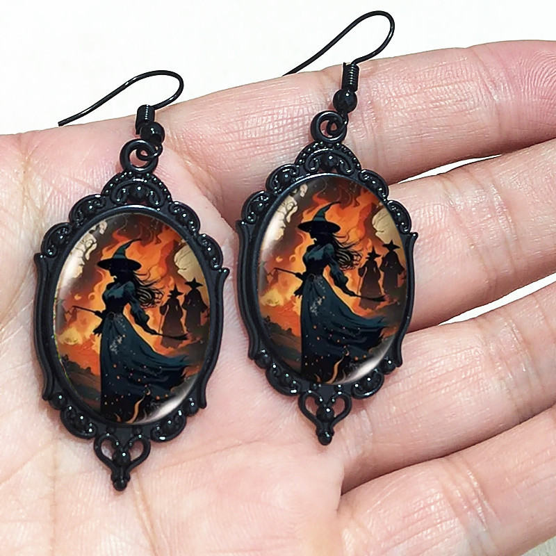 Beauty Black-frame Metal Earrings