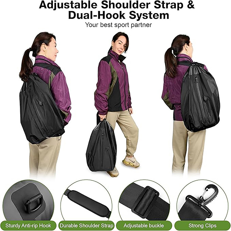 Black Shoulder Strap Compression Bag, Adjustable Shoulder Strap Design, Easy To Carry, Waterproof And Moisture-proof Portable Clothing Storage Bag For Travel And Family Organization