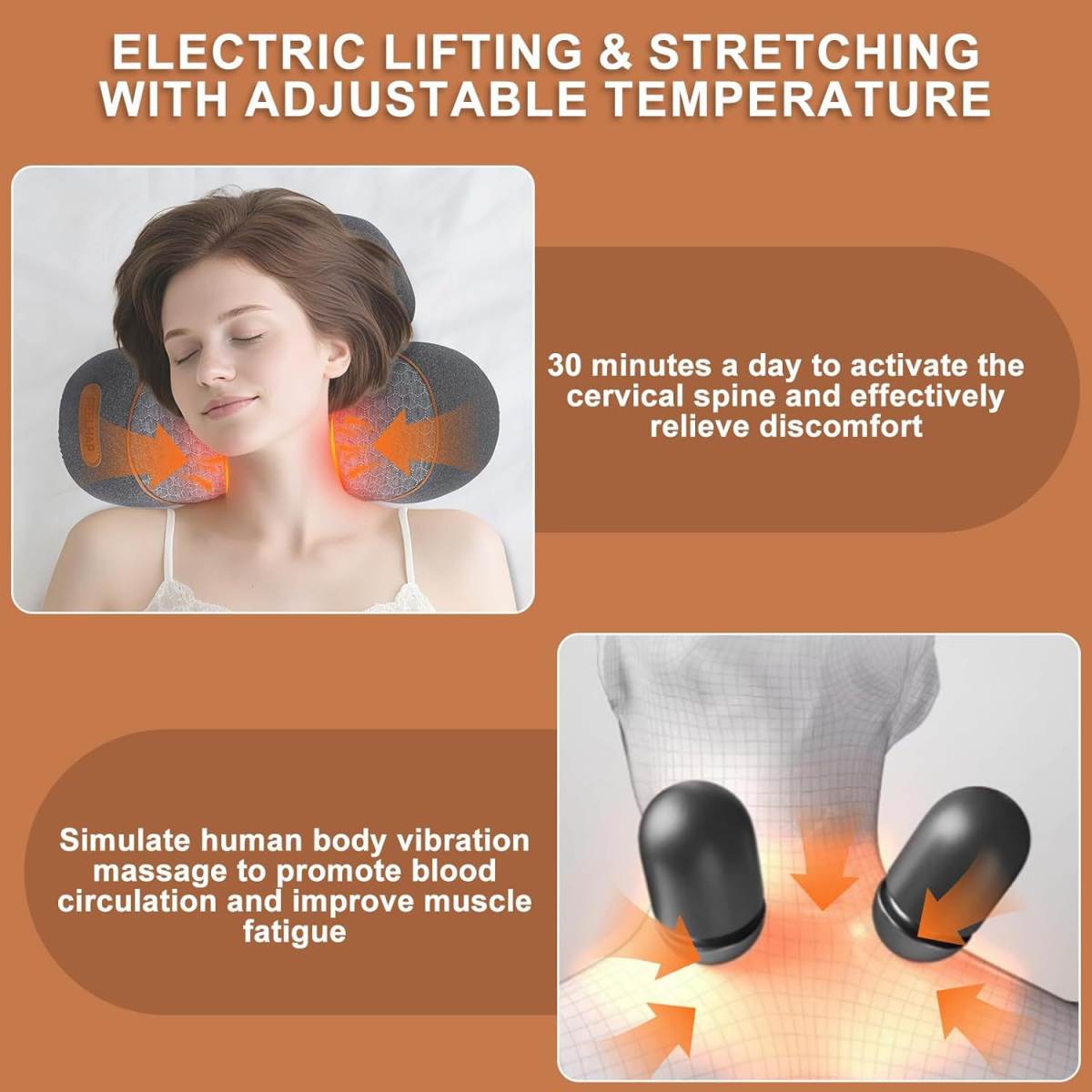 Vibrating, Heated, And Traction Neck Massage Pillow