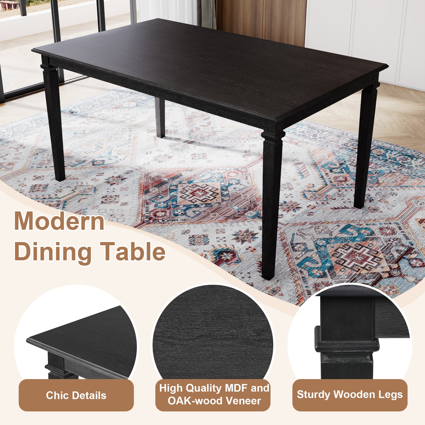 6-Piece Retro Dining Room Set, Classic Kitchen Furniture Set, Wooden Rectangular Table And 4 Chairs With Bench For Kitchen & Dining Room, Easy Assembly, Space Saving, DOVETAIL GREY N752S000031