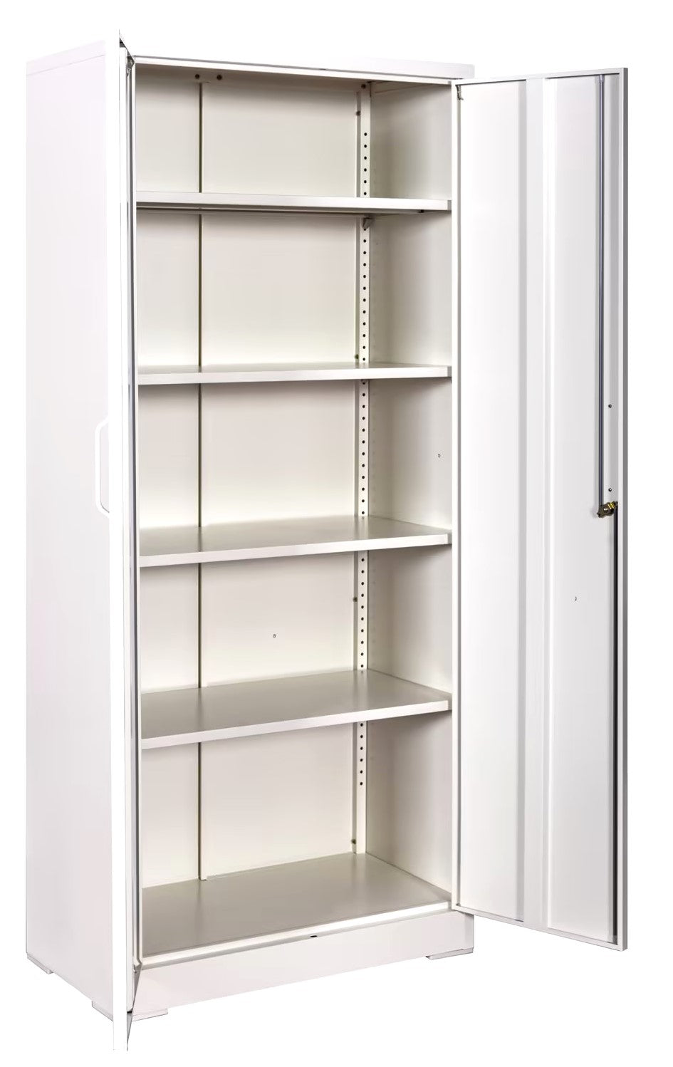 Container Furniture Direct Ironclad 71 Metal Storage Cabinet With Locking Doors And 4 Adjustable Shelves, Heavy-Duty Steel Cabinet For Garage, Laundry, Office, Or Warehouse, Cream White