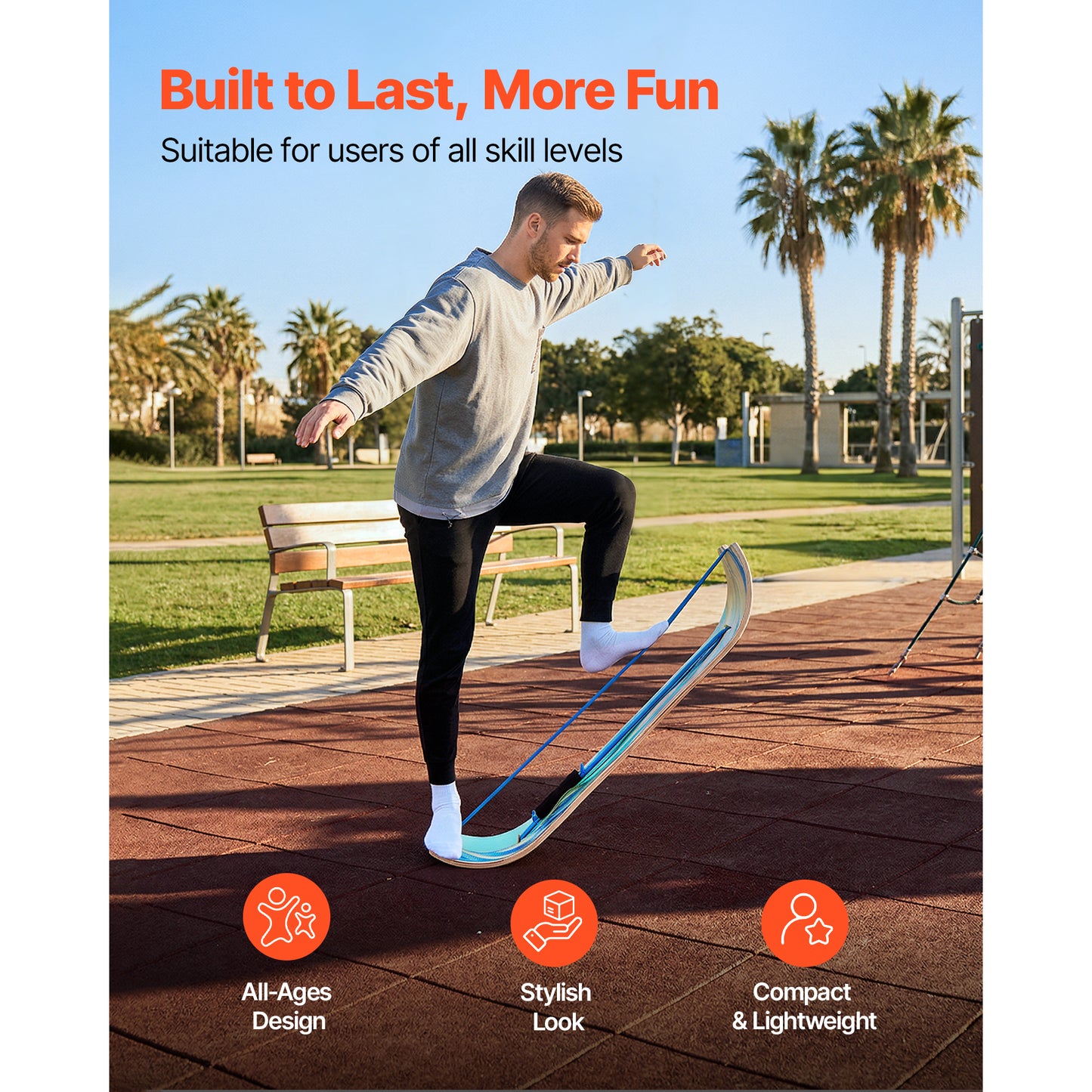 Balance Board, Wobble Board Trainer For Adults, Premium Wooden Curved Balance Training Equipment, Compact & Lightweight For Core Workouts, Standing Desk Exercise, Home Gym, Yoga & More, Blue