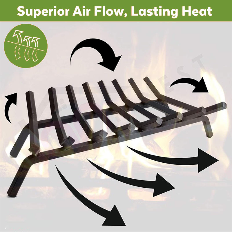 Fireplace Grate,Fireplace Log Holder,Heavy Duty Solid Cast Iron FIrewood Log Burning Rack For Inside The Fireplace Accessories Outood Fire Pit Kindling Fireplace Tools 33 Inch