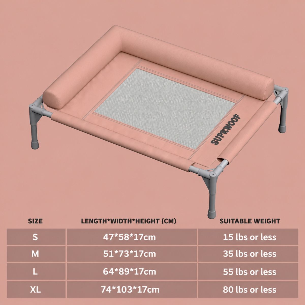 Elevated Pet Bed Breathable Removable Washable