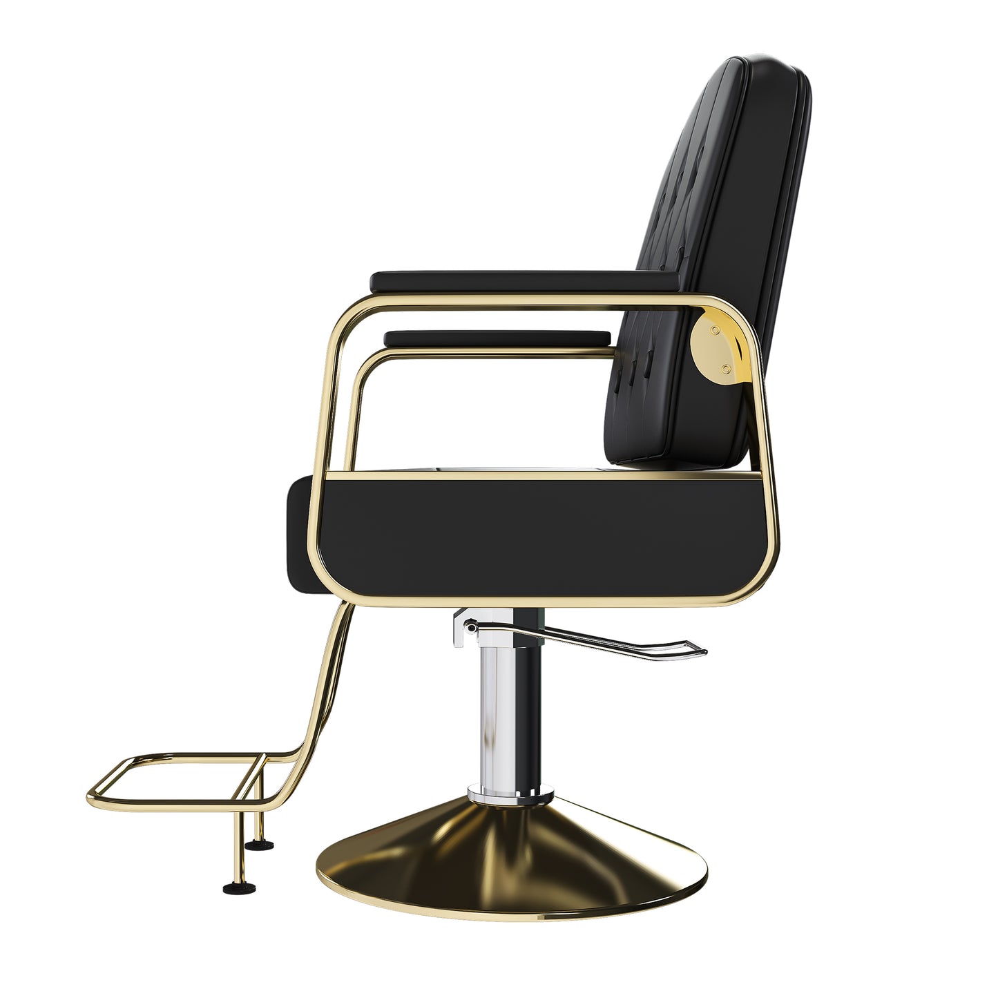 Hydraulic Salon Chair 360 Swivel - Professional Barber Stylist Chair With Pump Non-Tilting Hairdressing Chair For Salon Tattoo Spa Black Gold Stylist Equipment Single Pack