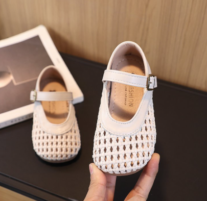 2026 New Summer Kids Hollow Woven Sandals, Korean Closed Toe Girls Sandals For 6-12 Years Old