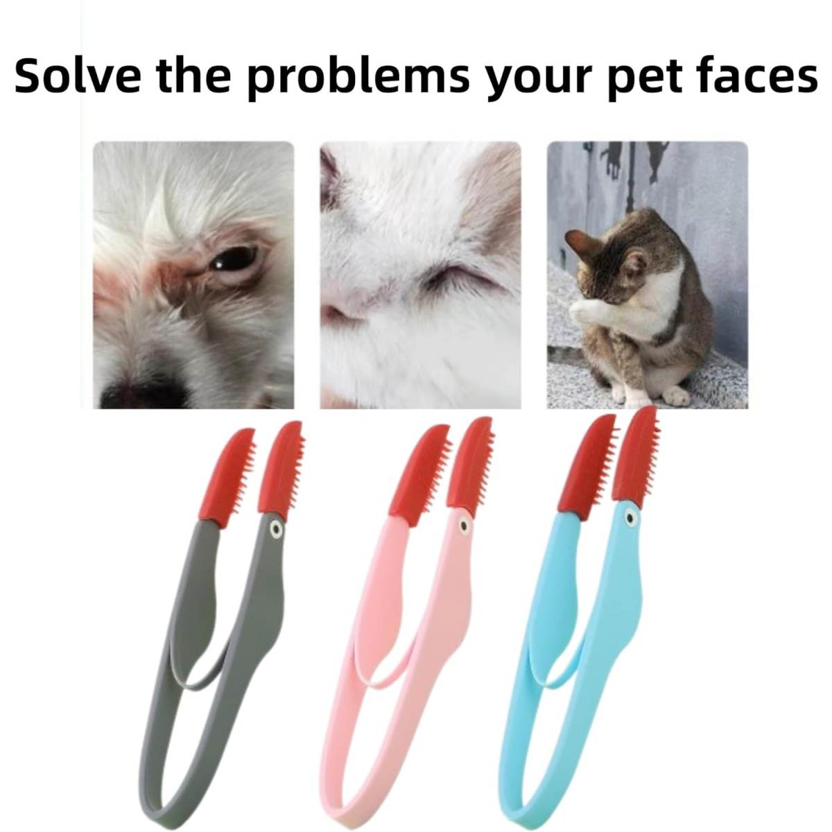 Pet Tear Marks Brush Pet Tear Marks Brush Cat Dog Eye Excrement Brush Soft Washable Pet Combing Brush With Handle Tear Comb Tear Stain Remover Comb Pet Grooming Tools