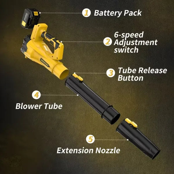 High-Power Cordless Leaf Blower With 4.0Ah Battery – 580CFM & 160MPH, 6-Speed Adjustable, Lightweight Ergonomic Design With Extended Nozzle For Lawn Care, Yard Cleaning, Snow & Pet Hair Removal