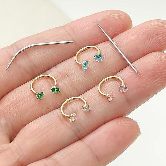 Stainless Steel Round Zircon Nose Ring Fashionable And Minimalist Body Piercing Jewelry