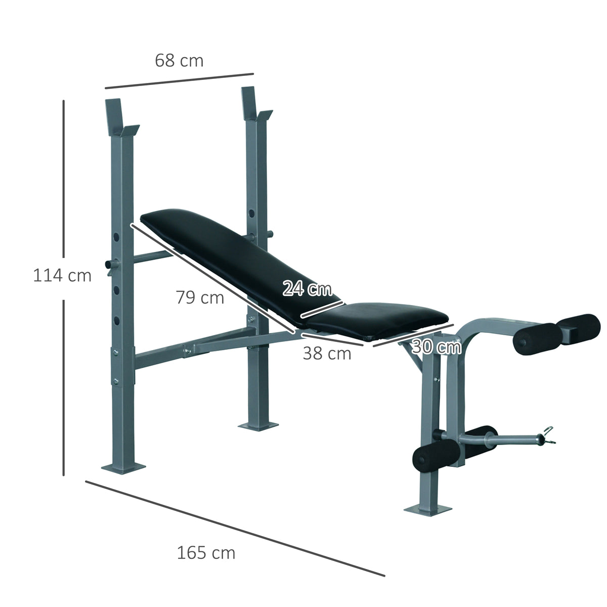 4-Levels Adjustable Weight Bench Fitness Equipment With Barbell Rack-Black