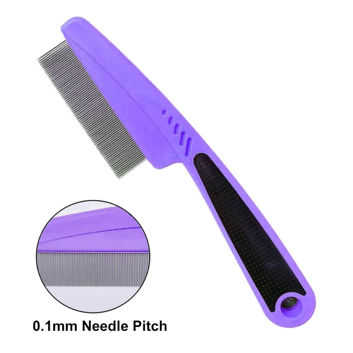 Comb With Rubber Handle, Flea And Tick Combs For Dogs Cats, Fine Tooth Dog Comb For Grooming