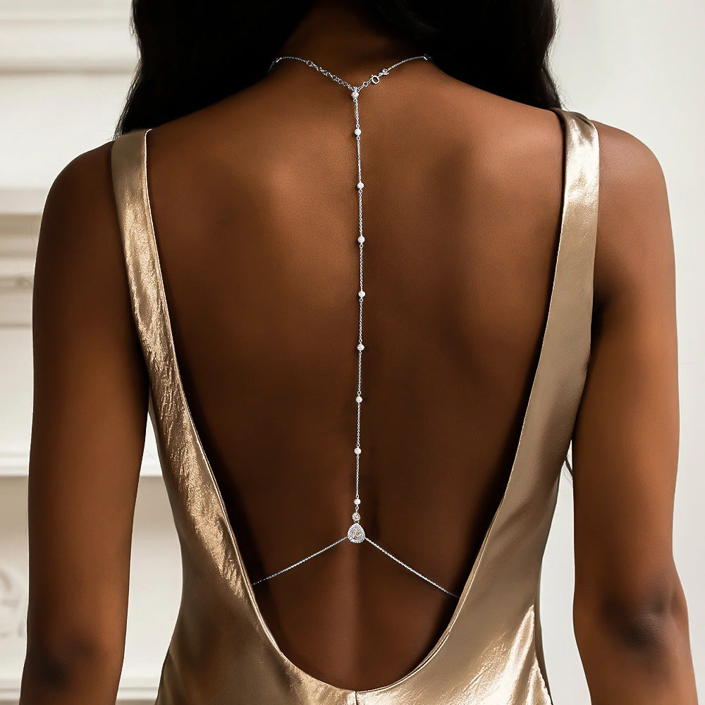 Multi-layer Back Chain Bridal Wedding Dress Accessories Rhinestone Tassel