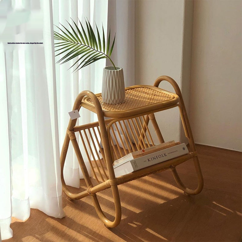 Rattan Storage Rack, Wabi-sabi Style Tea Table, Vintage
