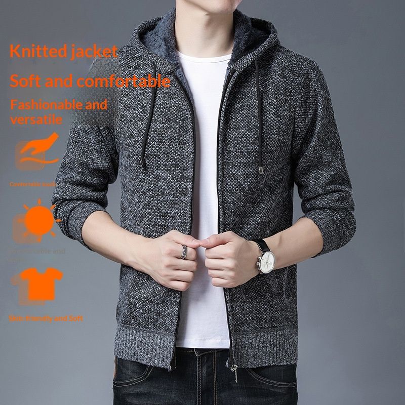 Spring And Autumn Cardigan Men's Korean Version Thickened Sweater