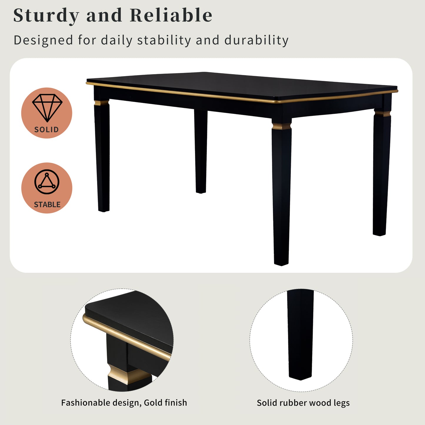 6-Piece Kitchen Dining Table Set, 60 Rectangular Table And 4 High-Back Tufted Chairs & 1 Bench For Dining Room And Kitchen Black OLD