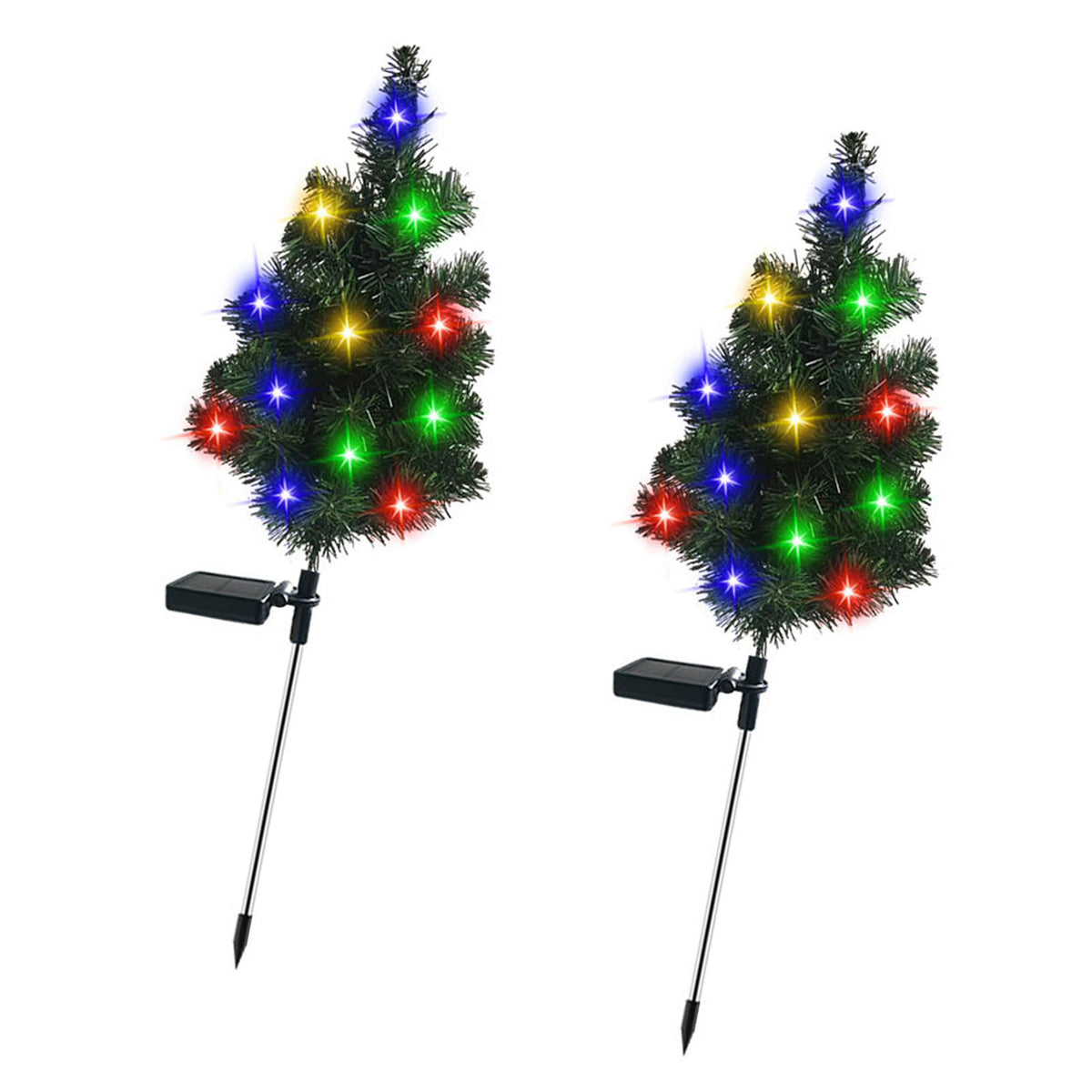 Solar Lawn Lamp Ground Stake Xmas Tree Water Proof Holiday Landscape Light For Outdoor Garden Courtyard Decoration
