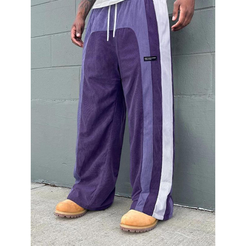 Men's Contrast Color Letter Patch Smart Trousers
