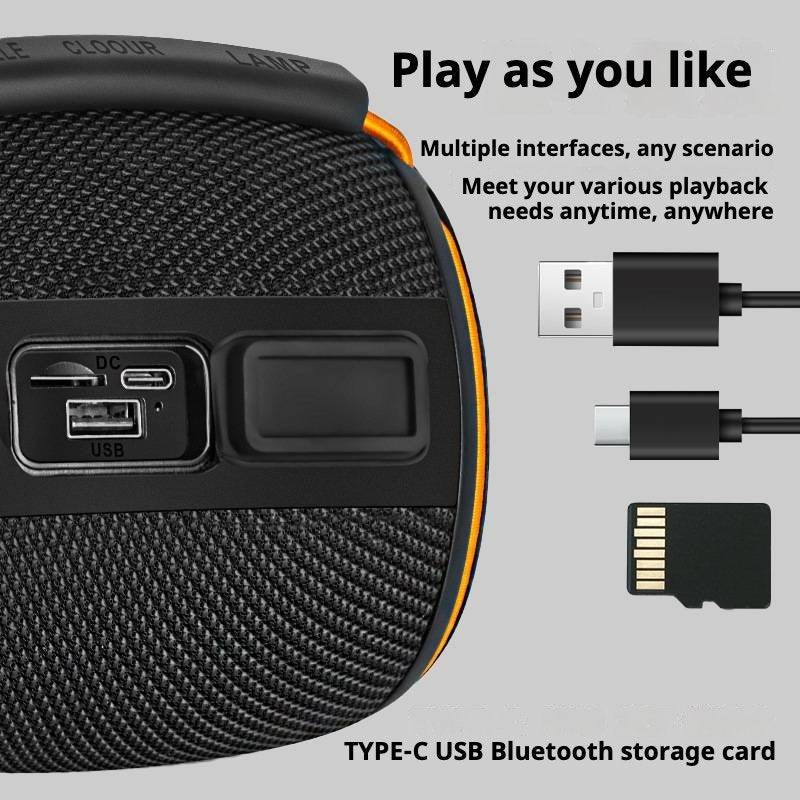 KP-808 New Portable Bluetooth Speaker With RGB Colorful Lighting Clear Sound Quality And Deep Bass