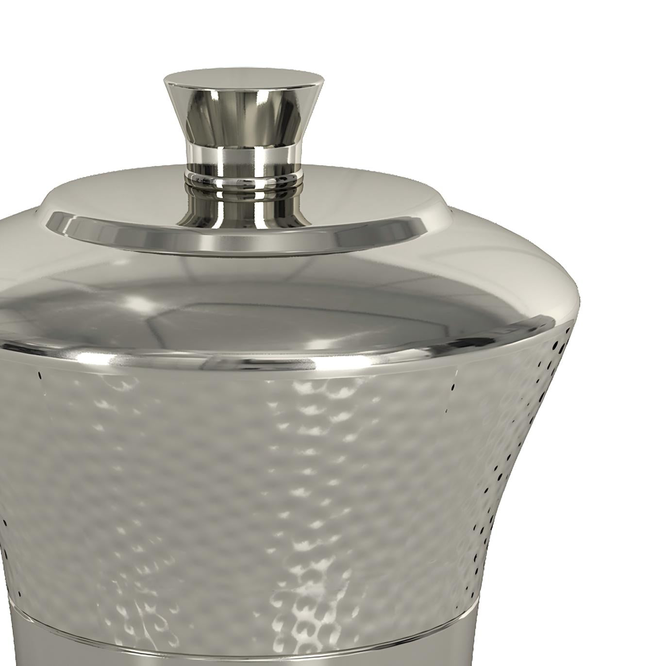 Classic Stainless Steel Vanity Jar Stylish Storage For Cotton Swabs,Sponges & Bath Salts Decorative Canister For Bathroom,Bedroom Hammered Shiny Finish
