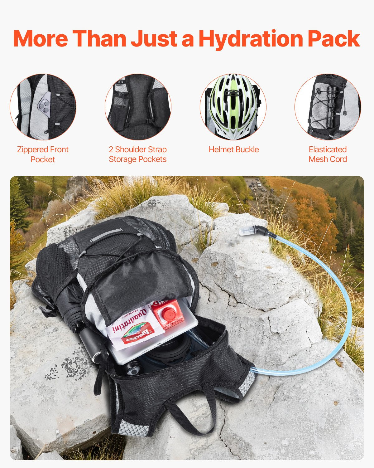 Hydration Backpack With 2L TPU Water Bladder, Hydration Pack Backpack, Lightweight Hiking Water Backpack For Men Women, Hydro Water Daypack For Hiking, Running, Cycling, Camping & Rave