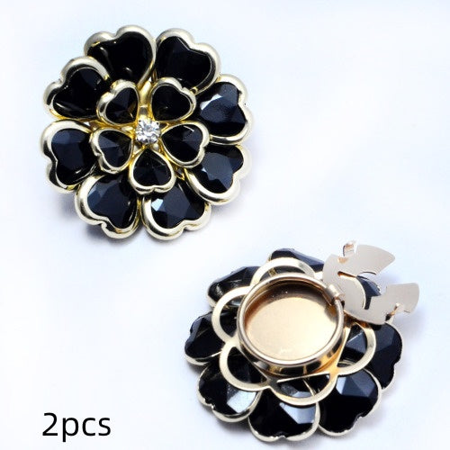 Best-selling Shirt Buttons Drop Oil Flower Bronze Diamond Buttons Set Brooch Buttons