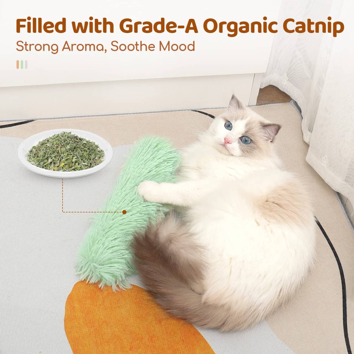 Cat Toys Pillows, 3 Pack, Catnip Inside, Indoor Interactive Crinkle Sound, Soft Durable, Kitten Kicker, Promotes Kitty Exercise