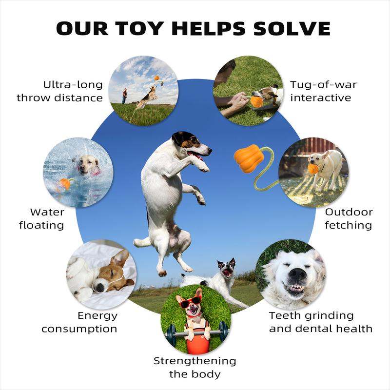 PROKEl Dog Rope Fetch Exercise ToyforMedium Large Aggressive Chewers BreedDogsChew Interactive Toys Training Tug Of WarBallsindoor And Outdoor Halloween Dogtoyorange Plain Indestructible Dogtoy Super