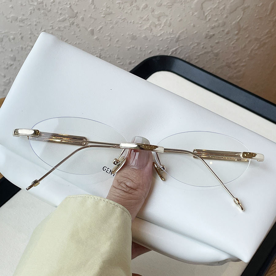 No-makeup Look Rimless Oval Plain Glasses For Women