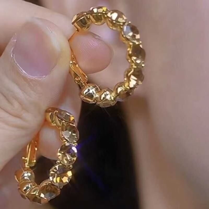2026 Retro Coffee Zircon Hoop Earrings, Niche Elegant Ear Cuffs, Hot New Arrival