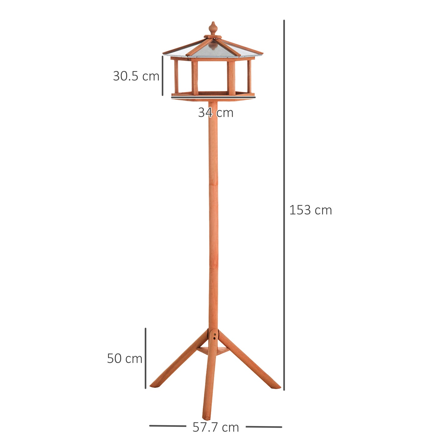 PawHut Wooden Bird Table For The Garden Feeding Station, 153Hcm