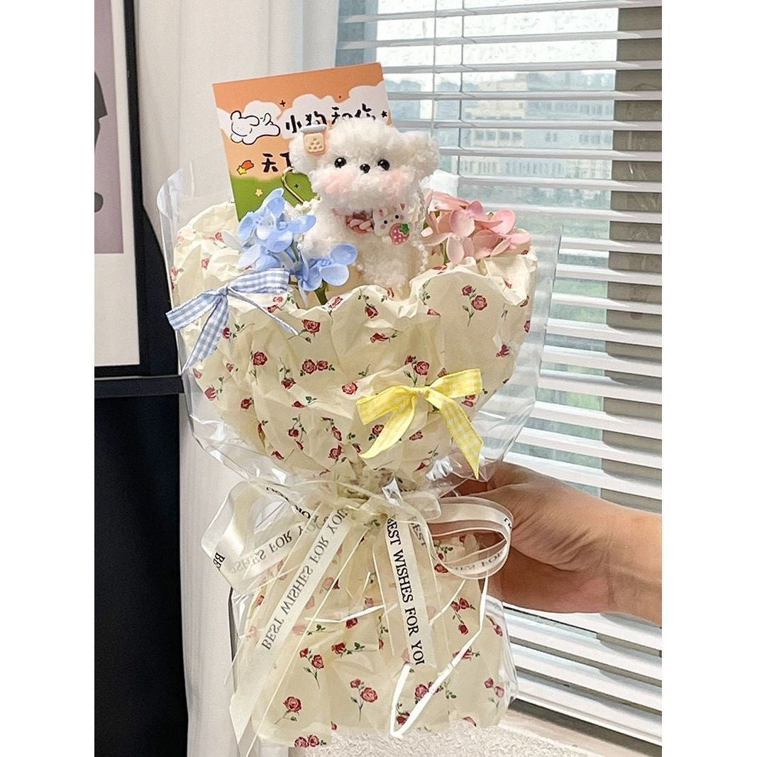 Handmade Puppy Pipe Cleaner Doll Bouquet Gift