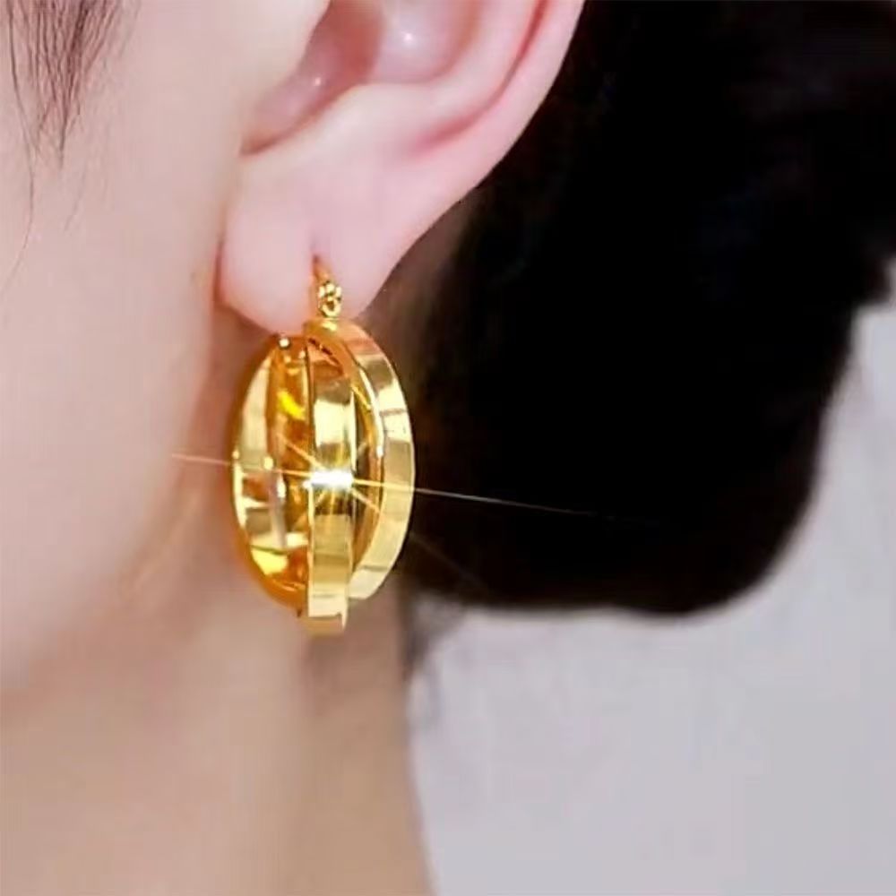 Vintage Hong Kong Style Metal Hoop Earrings Same Style As Sister-in-law From Knockout, Simple Fashion Snap Hoop Earrings, Versatile Stylish Jewelry Gift For Girlfriend