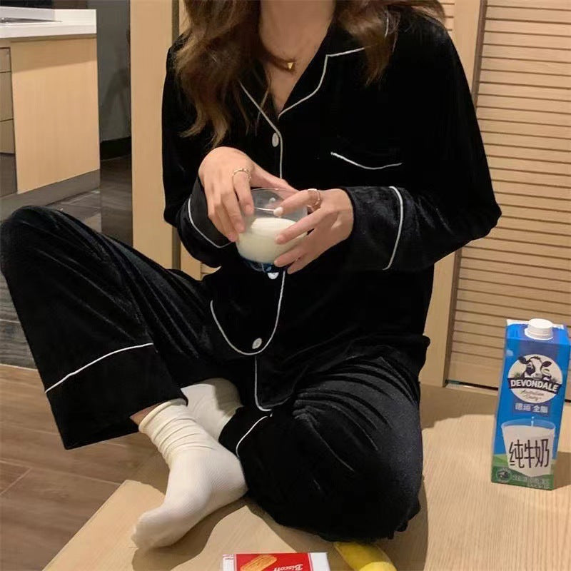 Casual Open-button Student Velvet Korean-style Warm Oversized Set