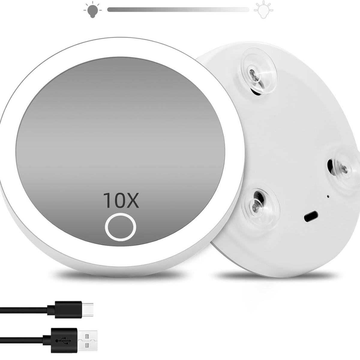 10cm Round 10x 20x 30x 40x Magnifying LED Makeup Mirror With Suction Cup