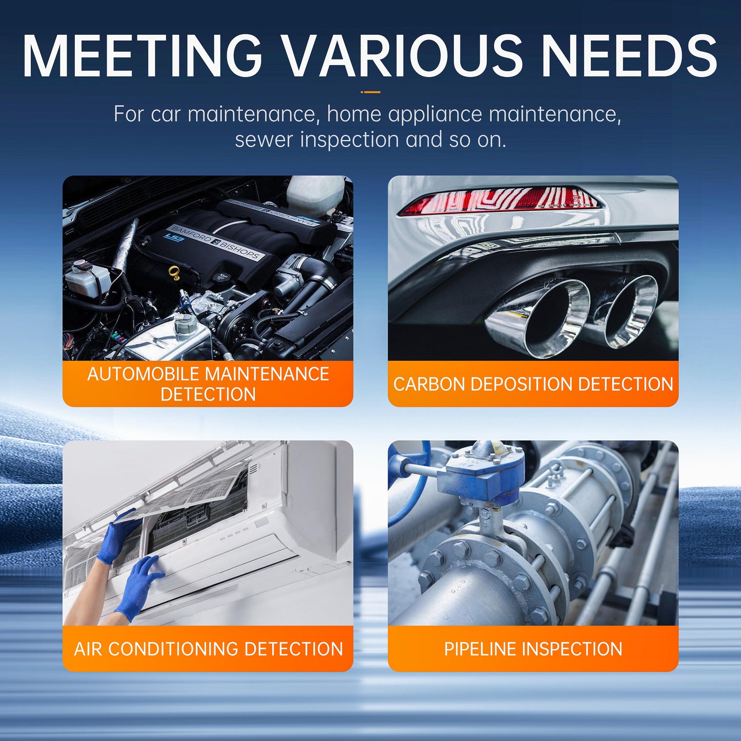 HD Waterproof Endoscope Camera High-Brightness LED Lights For Home Plumbing & Automotive Repair