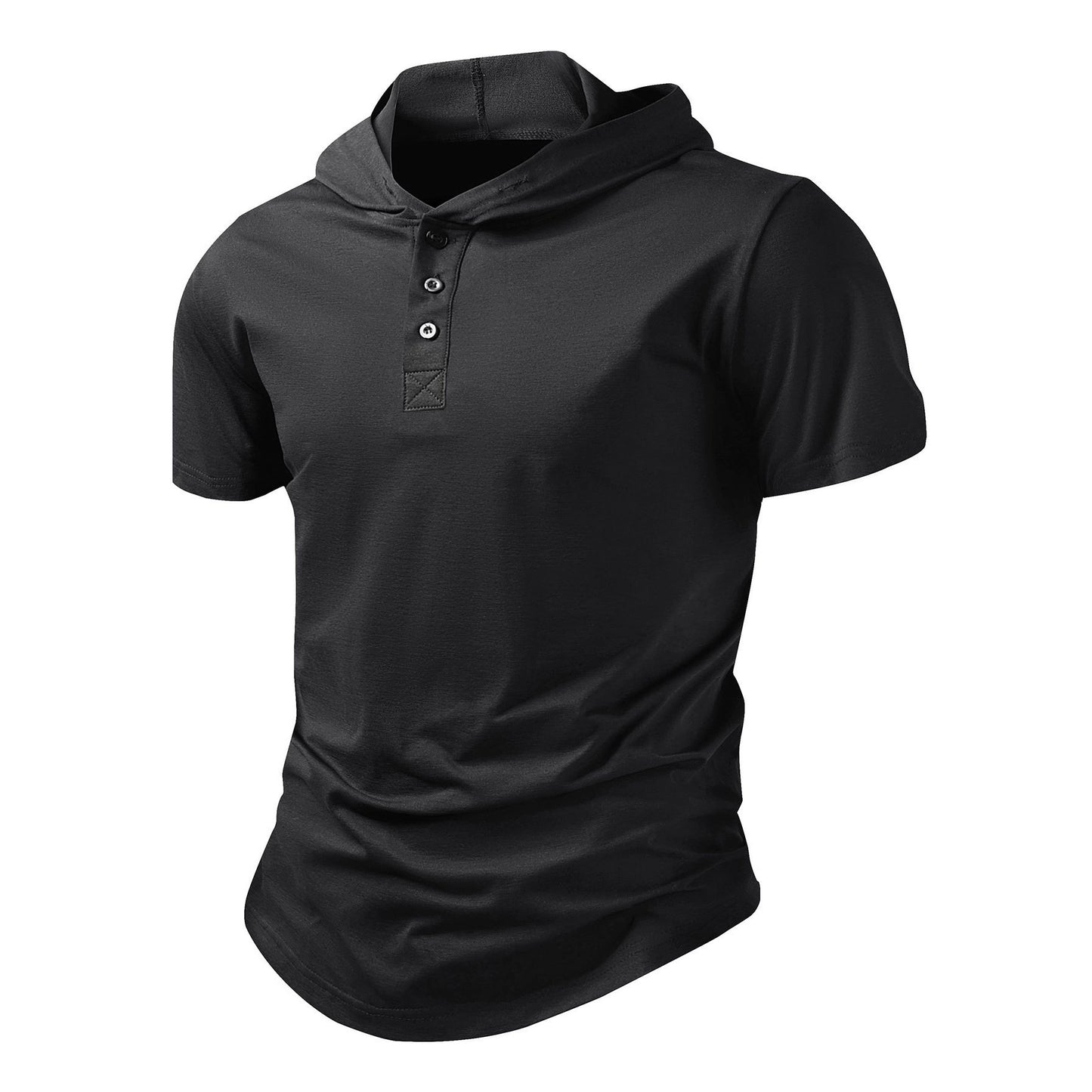 Mens Short-Sleeved Hoodie For Casual Sports And Fitness