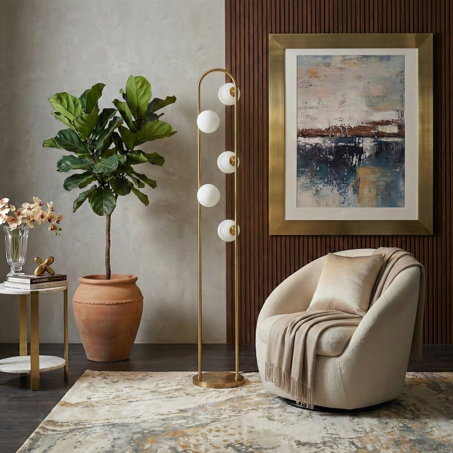 Modern Floor Lamp For Living Room, Artema Floor Lamp With WHITE, Tall Corner Lamp For Bedroom & Office Lighting