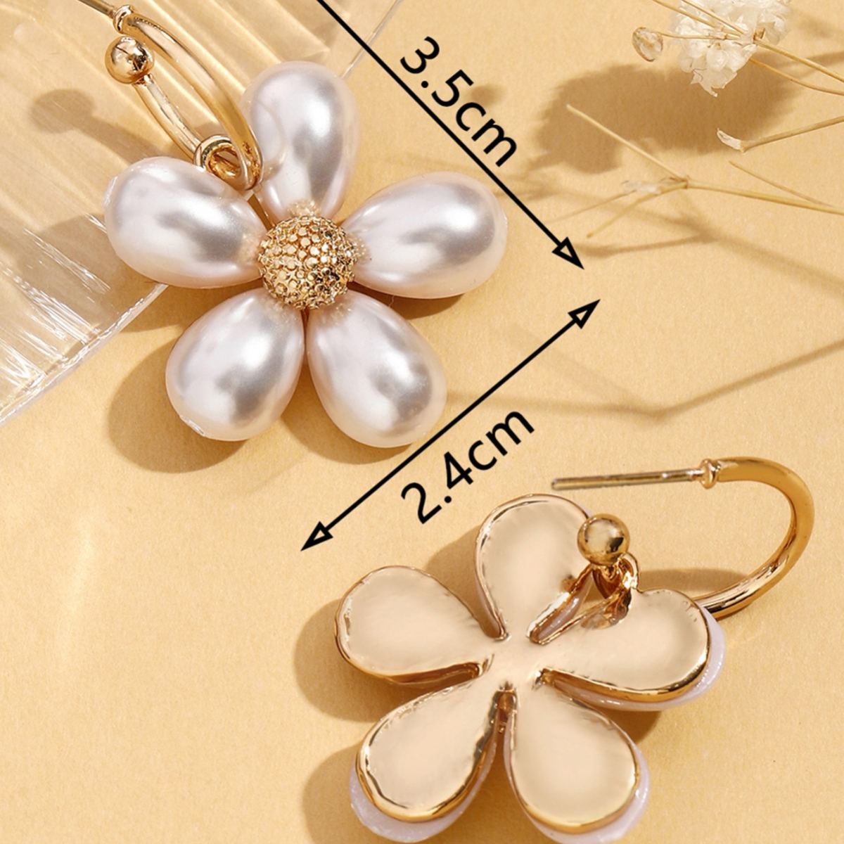 Korean-style Pearl Flower Earrings For Women