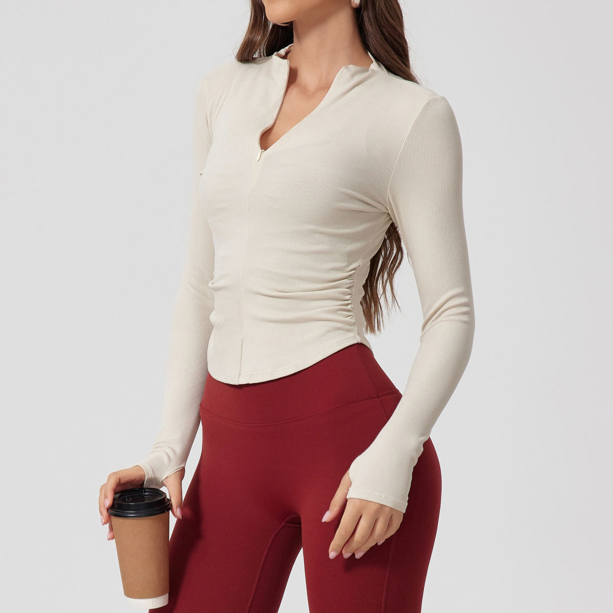 Tight Nude Feel Long Sleeve Thread T-shirt Yoga Clothes Outdoor Sports Top