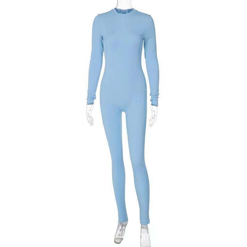Fashion Solid Color Slim Yoga Sports Jumpsuit