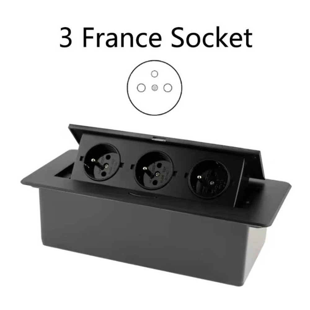 Support Pan European:3-IN-1 USB Built-in Socket Table Socket Kitchen Wall Recessed VDE BLACK DHL