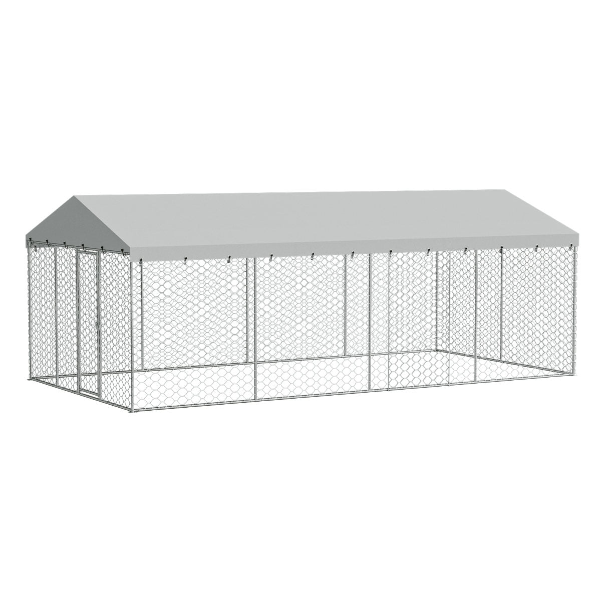 10x20 FT Large Outdoor Dog Kennel with Canopy, Heavy Duty Galvanized Steel Frame, Waterproof Cover, All-Weather Protection, Escape-Proof Lockable Pet Playpen for Large Dogs, Multiple Animals.