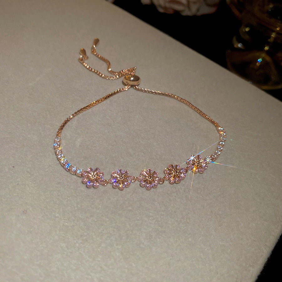 18K Real Gold Plated Zirconia Geometric Bracelet Circle Square Floral Bangle Exquisite Chic Retro Fashion Hand Jewelry