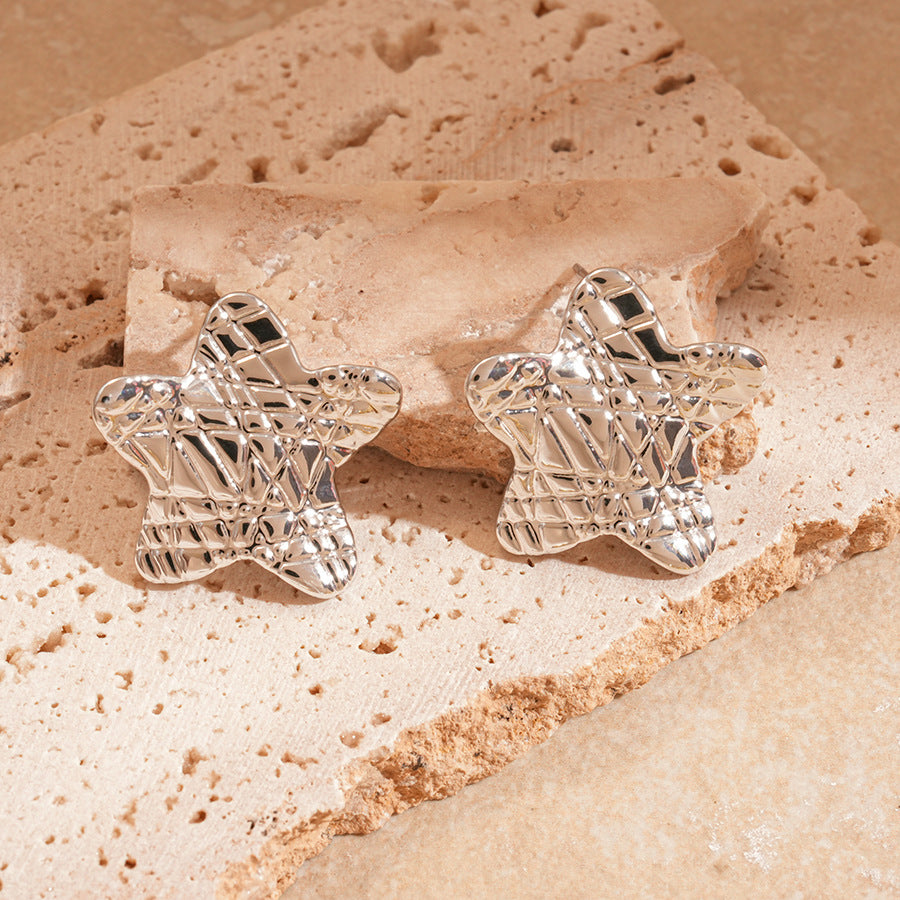 Oversized Pleated Leaf Earrings - Exaggerated Irregular Shape Studs, Statement Fashion Jewelry For Women